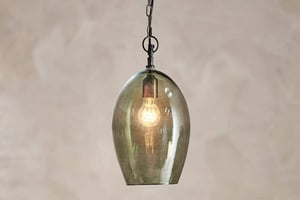 nkuku Otoro Recycled Glass Pendant Oval | Lights | Large Oval | Green Smoke
