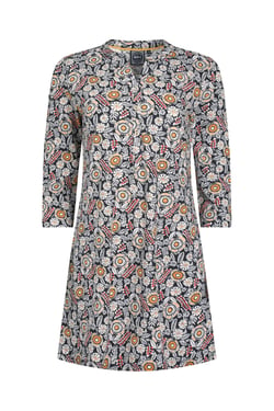 Weird Fish Ava Organic Cotton Printed Slub Tunic  Navy Size 16
