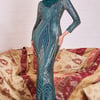 Goddiva Modesty Two Toned Sequin Maxi - Emerald Green