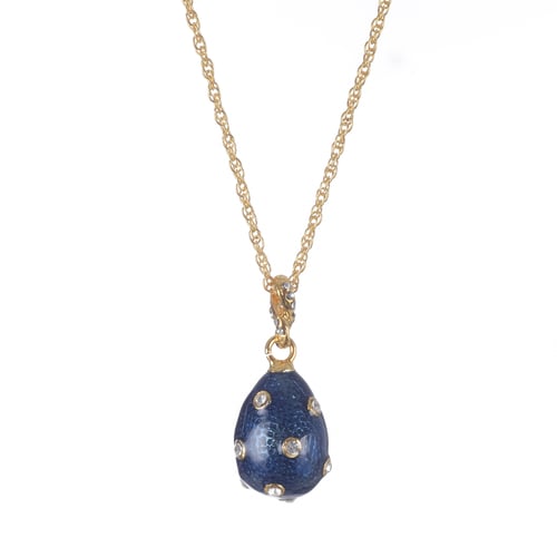 Gold & Blue Egg Pendant Necklace