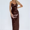 Sequin Statement Midi Dress Wine