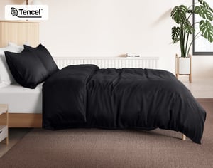 QE Home 350TC BeechBliss TENCEL™ Modal Duvet Cover in Black, Queen
