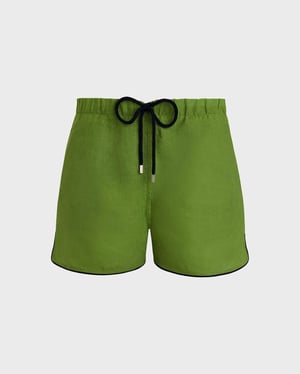 Vilebrequin - Men Linen Swim Shorts Solid - Swimwear - Maurice - Green - Size XL
