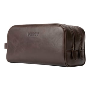 Leather Toiletry Bag - Dark Brown