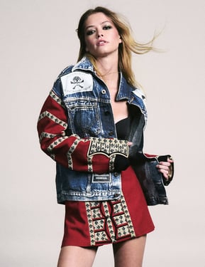 Denim Jacket with Welsh Guards Sleeves