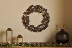 nkuku Ishana Wreath | Christmas Decorations | One Size | Antique Brass