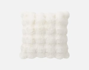QE Home Bubble Faux Fur Square Cushion With Removable Insert in White, Geometric, 18" x 18"