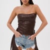 AKIRA Western Vibes Corset Top With Chaps | Brown | Size 1X/2X