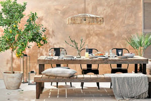 nkuku Oso Wooden Dining Table | Garden | Large | Reclaimed Wood & Iron