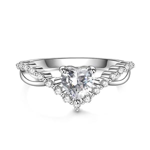Jeulia Twist Shank Heart Cut Sterling Silver Engagement Ring