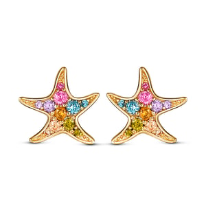 Jeulia "Multi-Color Starfish" Sterling Silver Children's Earrings
