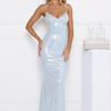 Glitter Bloom Sequin Maxi Dress Blue