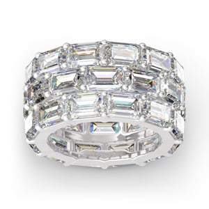 Jeulia Emerald Cut Eternity Sterling Silver Women's Band