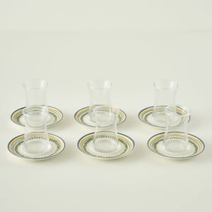Lemoncello Tea Glass Set with Saucers (6-Piece)