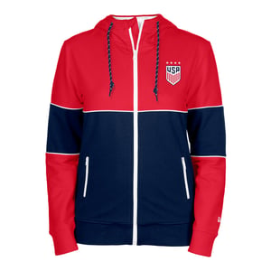 Women's New Era USWNT Full Zip Blocked Red Hoodie / 2X