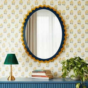 Frill mirror in blue and yellow