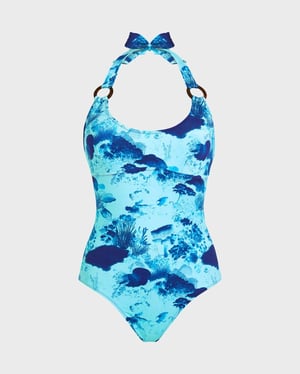 Vilebrequin - Women Halter One-piece Swimsuit Coral Reef - Swimwear - Fire - Blue - Size XL