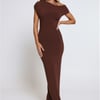 Dearest Desire Off Shoulder Maxi Dress Chocolate