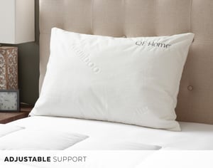 QE Home Kamboo Kapok Adjustable Pillow With Bamboo Cover, White, King