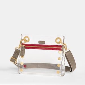 Hammitt Tony Pew Brushed Gold Red Zip Sml