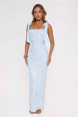Lantern Light Love Sequin Maxi Dress Blue