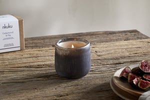 nkuku Cedarwood & Fig 1 Wick Scented Candle | Candles & Home Fragrance | Frosted Black
