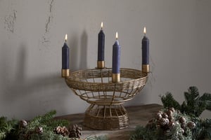 nkuku Sangala Candle Holder | Christmas Decorations | One Size | Antique Brass