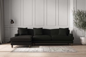 nkuku Deni Left Hand Chaise Sofa | Make To Order | Grand | Brera Linen Charcoal