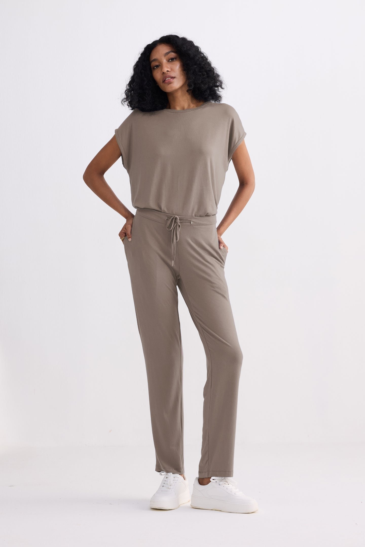 Wide Leg Pant in  Earth Grey - Autumn Maple / XL