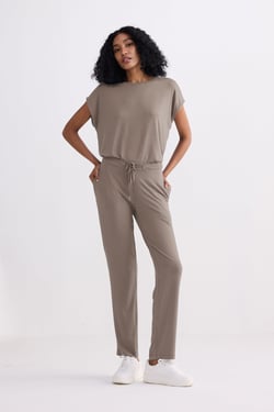 Wide Leg Pant in  Earth Grey - Autumn Maple / M
