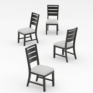 COLAMY SERA Solid Wood Comfort Dining Chair - Black / Set of 4