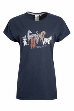 Weird Fish Walkies Front Print Graphic T-Shirt Navy Size 14