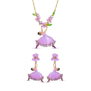 Jeulia "Dream It Possible" Ballet Dancer with Flower Sterling Silver Jewelry Set