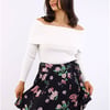 Influence Pattern Wrap Mini Skirt - Black Floral - 8