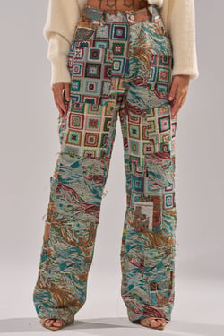 AKIRA Wild Patchwork Trouser Pants | Size 2X