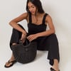 Black Shirred Jumpsuit