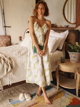 Womens White Lily Of The Valley Voile Waterfall Front Maxi Night Dress - 3XL / 22-24 / White