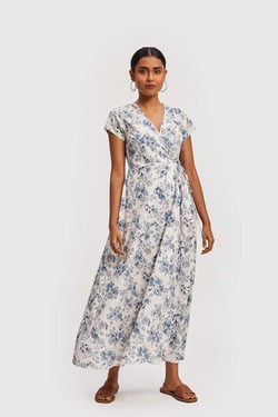 Maxi Wrap Dress - Azure Waves / XL