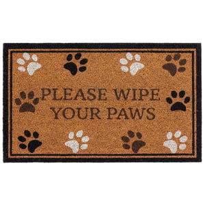 Wipe Your Paws Border Coir Doormat - 45x75cm
