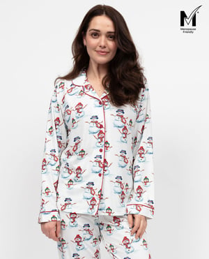 Blaze Womens Snowman Printed Jersey Pyjama Top - 22