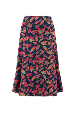 Weird Fish Lorient Printed Jersey Godet Midi Skirt Night Blue Size 18