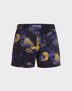 Vilebrequin - Men Short Stretch Swim Shorts Coral Reef - Swimwear - Manta - Black - Size XXL