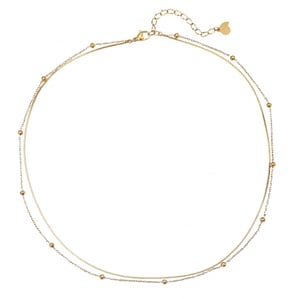 Layered Bobble Chain Necklace Gold