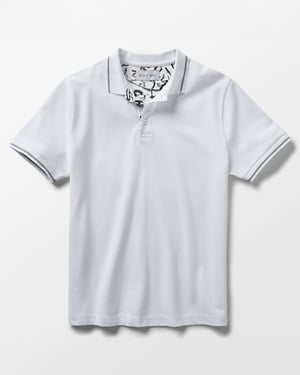 White Pique Polo with Exotic Zebra Accents