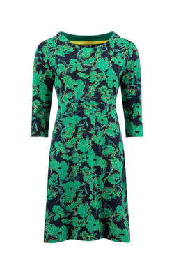 Weird Fish Shafika Organic Cotton Printed Jersey Dress Night Blue Size 8