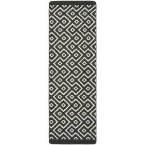 Cosy Geo Washable Rug Runner -  Charcoal - 65x200cm