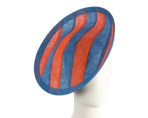 Unique Blue & Orange stripy fascinator by Max Alexander