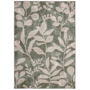 Eden Leaves Green Eco-Washable Rug - 185x275cm
