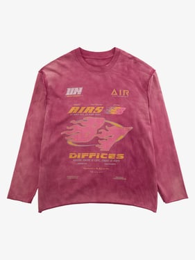 Thesupermade Washed Edge Long Sleeve T-Shirt - Rose red / XL