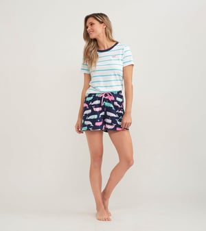Nautical Whales Women's Cotton Sleep Shorts